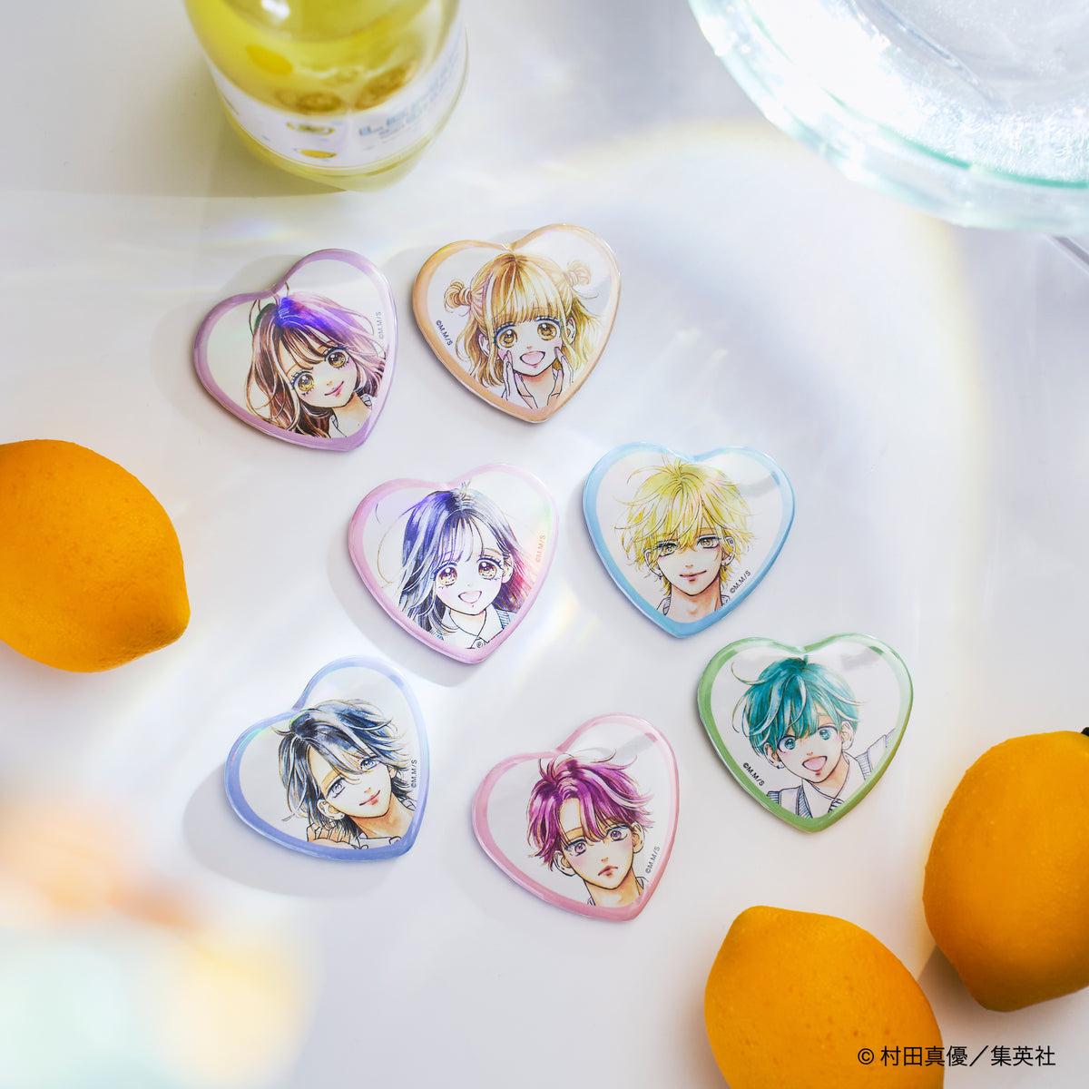 【ハニーレモンソーダ 完結記念展】トレーディングハート型缶バッジ A（全7種・ランダム）〈12月下旬発送予定〉